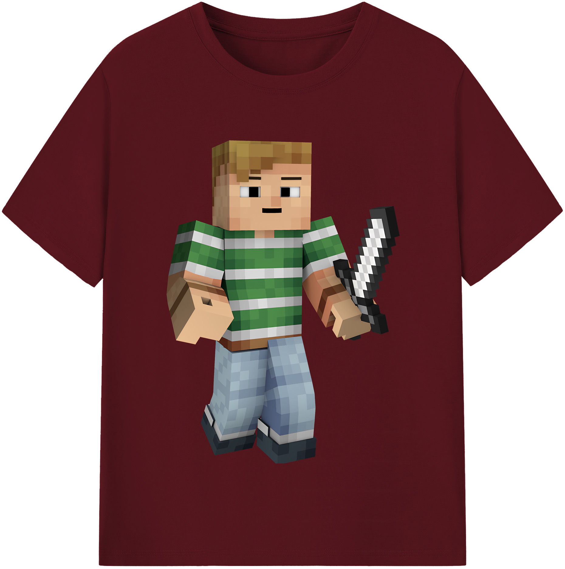（画像用） マインクラフト ブロックの世界 Minecraft MC Block world 綿100％半袖Tシャツ（フロントプリント）